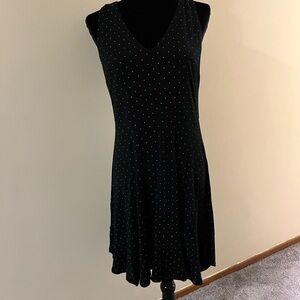 LOFT Black Mini Dress with White Dots